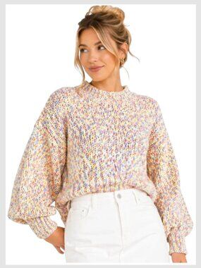 Universal Thread Chunky Knit Sweater Multicolor Balloon Sleeve XS